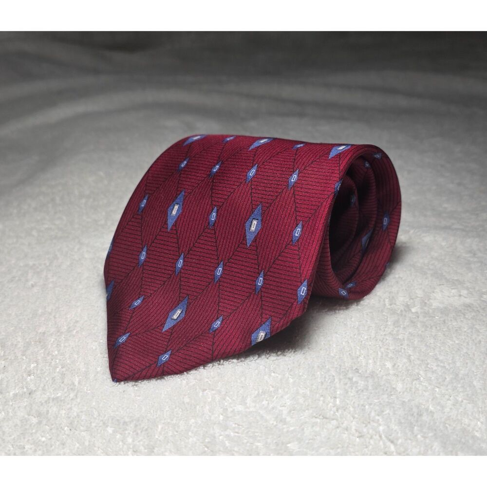 PURITAN 100% SILK Red & Blue Diamond Necktie